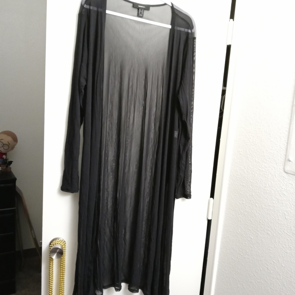 Sheer mesh long cardigan